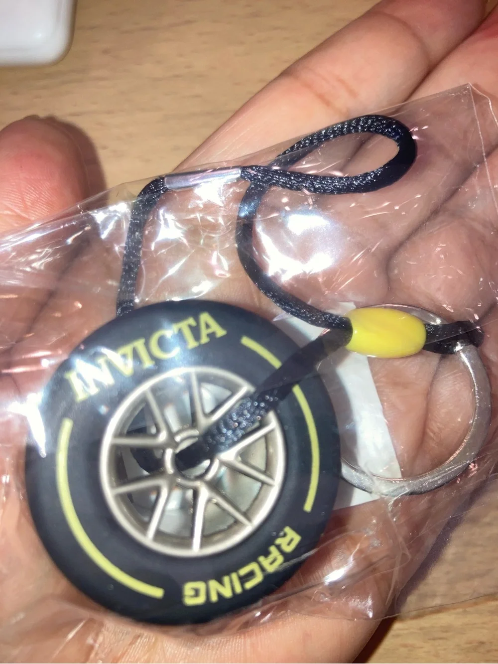 Invicta Formula 1 Racing Tire Keyring Unisex Black and Yellow - NWT